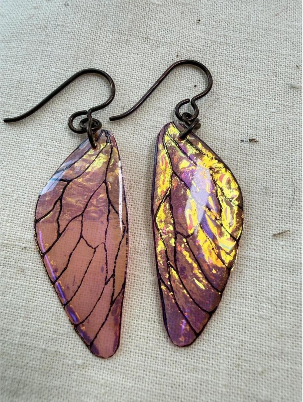 Iridescent Fairy Wing Dangle Earrings